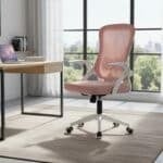 Scaun de Birou Reglabil WF-003, Roz, Ergonomic, cu Spătar Mesh și Brațe