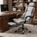 Scaun de Birou Reglabil WF-807, Gri Deschis, cu Suport pentru Picioare, Piele Ecologică