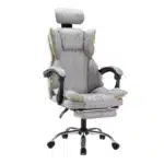 Scaun de Birou Reglabil WF-807, Gri Deschis, cu Suport pentru Picioare, Piele Ecologică - imagine 7