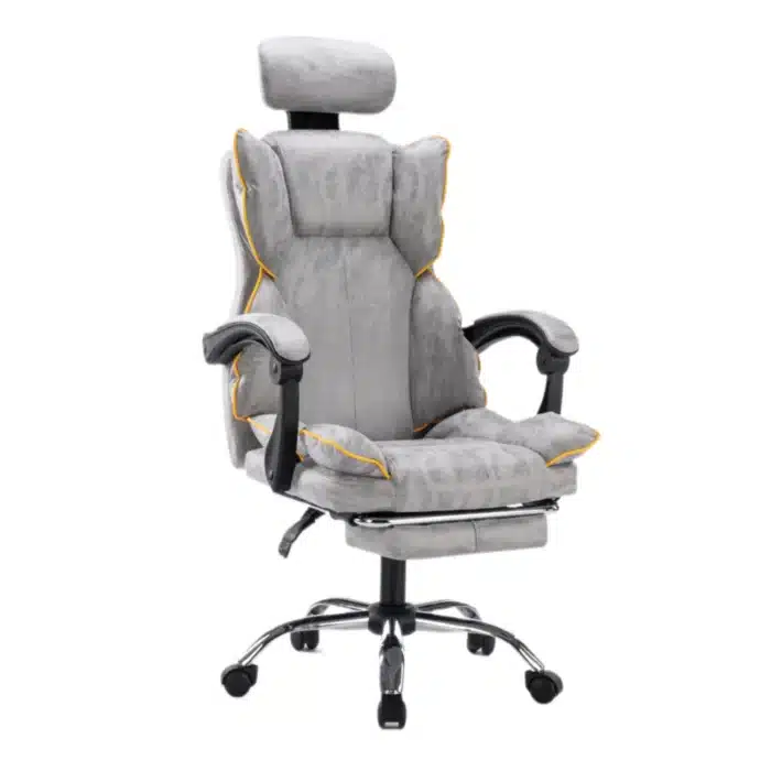 Scaun de Birou Reglabil WF-807, Gri Deschis, cu Suport pentru Picioare, Piele Ecologică - imagine 7