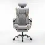 Scaun de Birou Reglabil WF-807, Gri Deschis, cu Suport pentru Picioare, Piele Ecologică - imagine 6