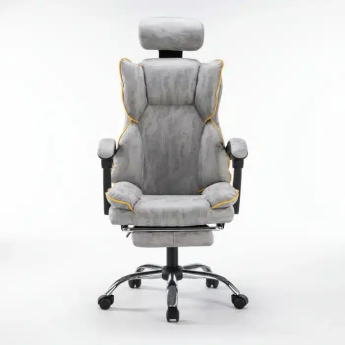 Scaun de Birou Reglabil WF-807, Gri Deschis, cu Suport pentru Picioare, Piele Ecologică - imagine 6