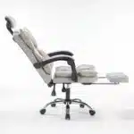 Scaun de Birou Reglabil WF-807, Gri Deschis, cu Suport pentru Picioare, Piele Ecologică - imagine 4