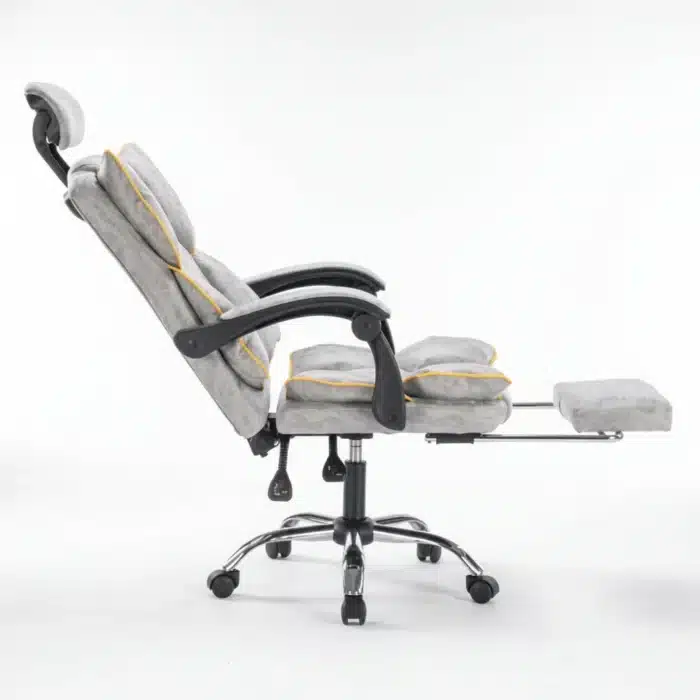 Scaun de Birou Reglabil WF-807, Gri Deschis, cu Suport pentru Picioare, Piele Ecologică - imagine 4