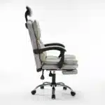 Scaun de Birou Reglabil WF-807, Gri Deschis, cu Suport pentru Picioare, Piele Ecologică - imagine 3
