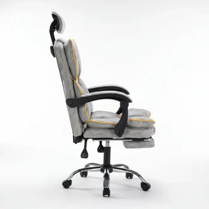 Scaun de Birou Reglabil WF-807, Gri Deschis, cu Suport pentru Picioare, Piele Ecologică - imagine 3