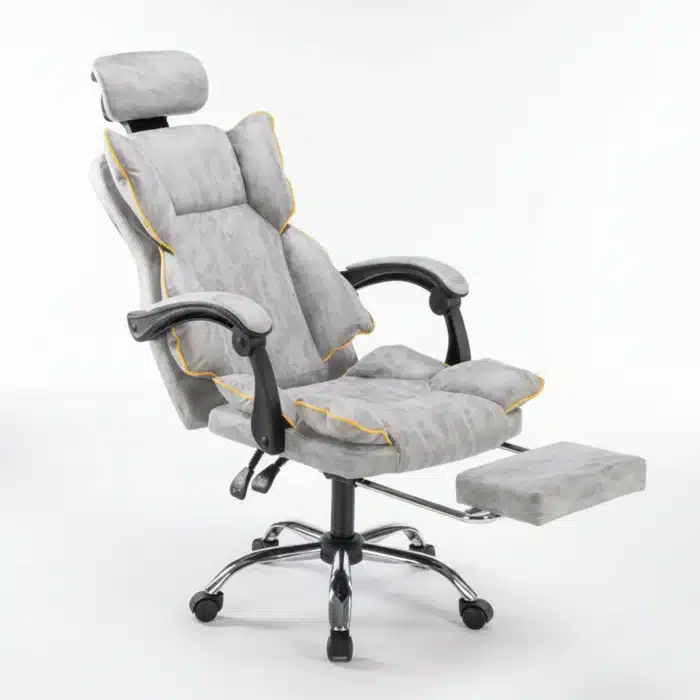 Scaun de Birou Reglabil WF-807, Gri Deschis, cu Suport pentru Picioare, Piele Ecologică - imagine 9