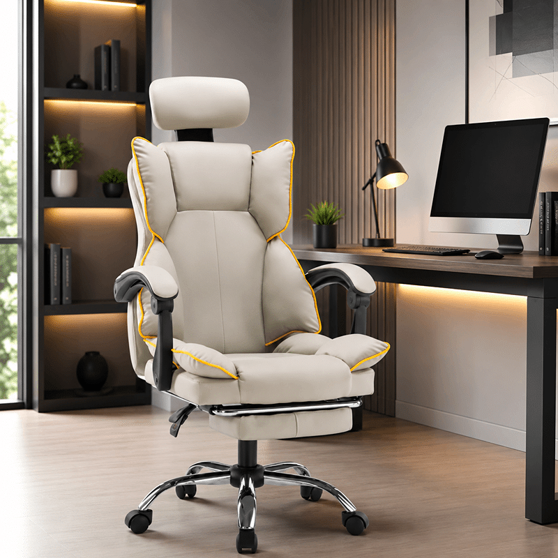 Scaun de Birou Reglabil WF-807, Gri, Piele Ecologică, Design Directorial (1) Scaun de Birou Reglabil WF-807, Gri, Piele Ecologică, Design Directorial - imagine 1