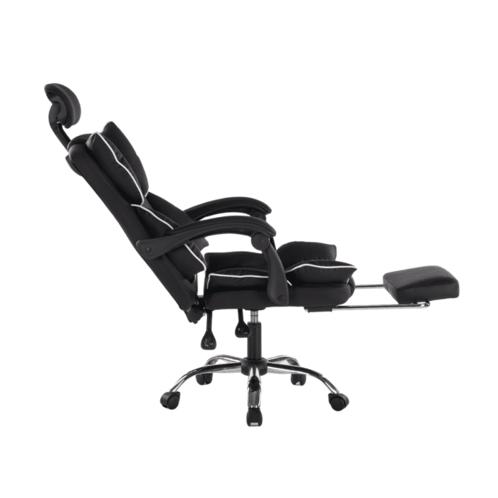 Scaun de Birou Reglabil WF-807, Negru, cu Suport pentru Picioare, Piele Ecologică - imagine 4