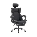 Scaun de Birou Reglabil WF-807, Negru, cu Suport pentru Picioare, Piele Ecologică - imagine 15