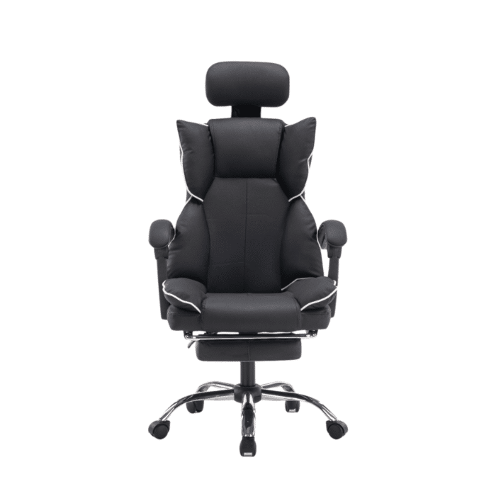 Scaun de Birou Reglabil WF-807, Negru, cu Suport pentru Picioare, Piele Ecologică - imagine 7