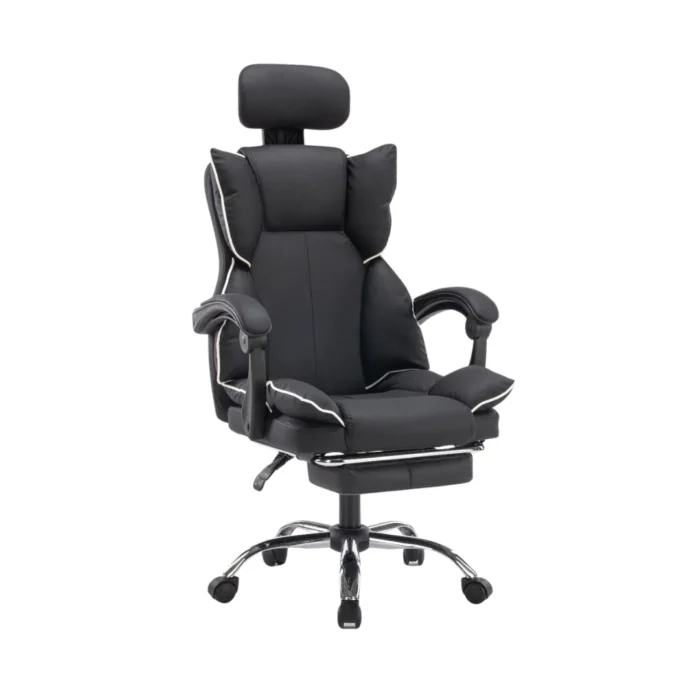 Scaun de Birou Reglabil WF-807, Negru, cu Suport pentru Picioare, Piele Ecologică - imagine 15