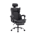 Scaun de Birou Reglabil WF-807, Negru, cu Suport pentru Picioare, Piele Ecologică - imagine 8