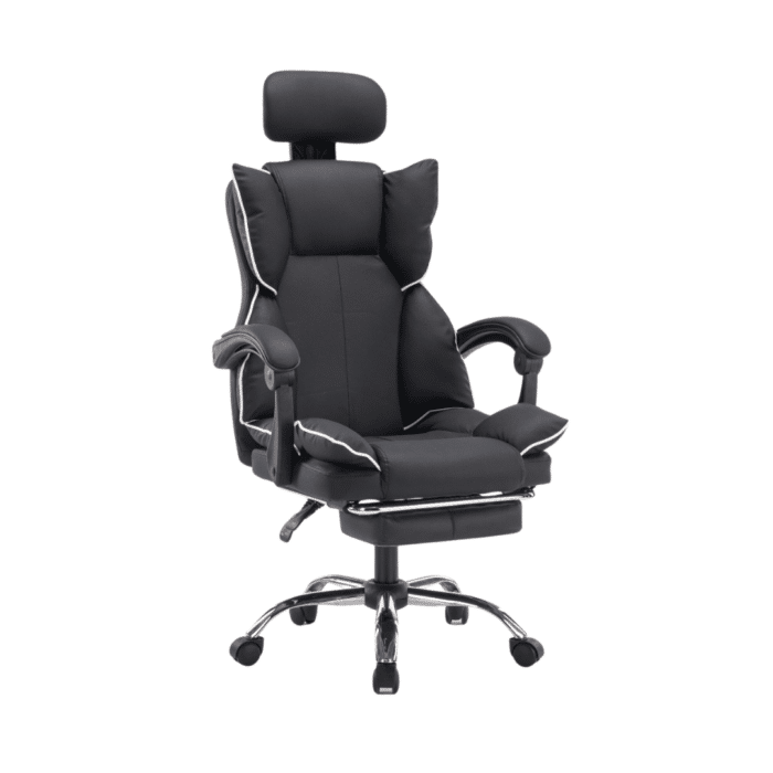 Scaun de Birou Reglabil WF-807, Negru, cu Suport pentru Picioare, Piele Ecologică - imagine 8