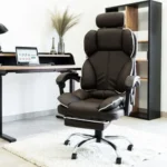 Scaun de Birou Reglabil WF-807, Negru, cu Suport pentru Picioare, Piele Ecologică - imagine 17