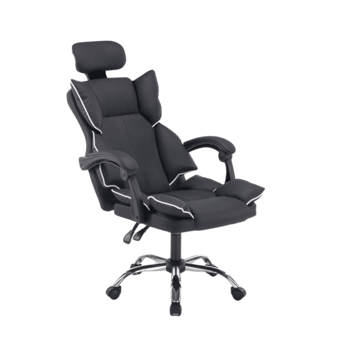 Scaun de Birou Reglabil WF-807, Negru, cu Suport pentru Picioare, Piele Ecologică - imagine 11