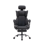 Scaun de Birou Reglabil WF-807, Negru, cu Suport pentru Picioare, Piele Ecologică - imagine 12