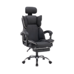 Scaun de Birou Reglabil WF-807, Negru, cu Suport pentru Picioare, Piele Ecologică - imagine 13