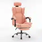 Scaun de Birou Reglabil WF-807, Roz, cu Suport pentru Picioare, Piele Ecologică - imagine 9