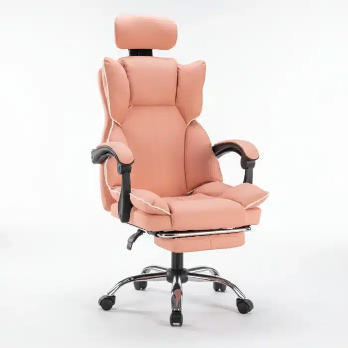 Scaun de Birou Reglabil WF-807, Roz, cu Suport pentru Picioare, Piele Ecologică - imagine 9