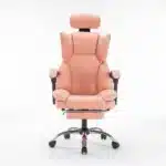 Scaun de Birou Reglabil WF-807, Roz, cu Suport pentru Picioare, Piele Ecologică - imagine 8