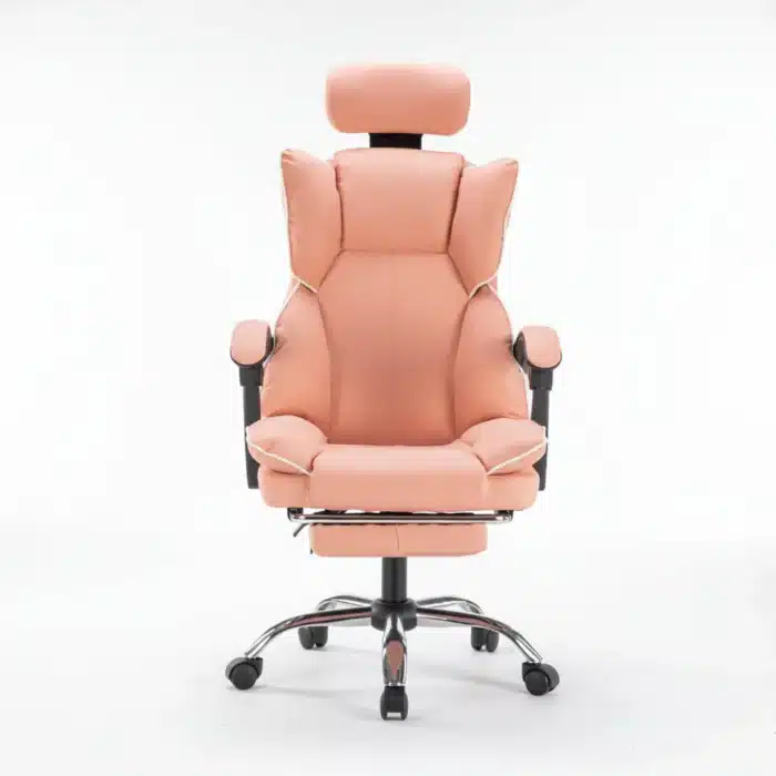 Scaun de Birou Reglabil WF-807, Roz, cu Suport pentru Picioare, Piele Ecologică - imagine 8
