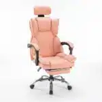 Scaun de Birou Reglabil WF-807, Roz, cu Suport pentru Picioare, Piele Ecologică - imagine 6