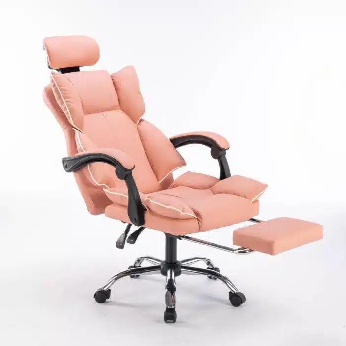 Scaun de Birou Reglabil WF-807, Roz, cu Suport pentru Picioare, Piele Ecologică - imagine 5