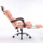 Scaun de Birou Reglabil WF-807, Roz, cu Suport pentru Picioare, Piele Ecologică - imagine 4