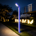 Stâlp LED pentru Iluminat Stradal, 30W, 3 Metri, LED Lumină Rece 6500K, Bandă LED Albastră, IP65, Gri