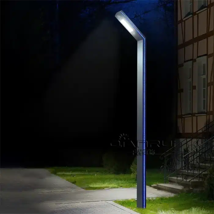Stâlp LED pentru Iluminat Stradal, 30W, 3 Metri, LED Lumină Rece 6500K, Bandă LED Albastră, IP65, Gri - imagine 3