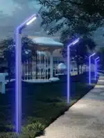 Stâlp LED pentru Iluminat Stradal, 30W, 3 Metri, LED Lumină Rece 6500K, Bandă LED Albastră, IP65, Gri - imagine 2