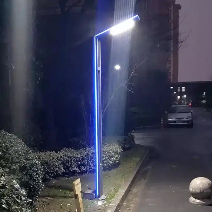 Stâlp LED pentru Iluminat Stradal, 30W, 3 Metri, LED Lumină Rece 6500K, Bandă LED Albastră, IP65, Gri - imagine 5