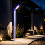 Stâlp LED pentru Iluminat Stradal, 30W, 3.5 Metri, LED Lumină Rece 6500K, Bandă LED Albastră, IP65, Gri