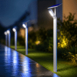 Stâlp LED pentru Iluminat Stradal cu Panou Solar, 30W, 3 Metri, LED Philips, Lumină Rece 6500K, Acumulator LiFePO4, IP65, Gri