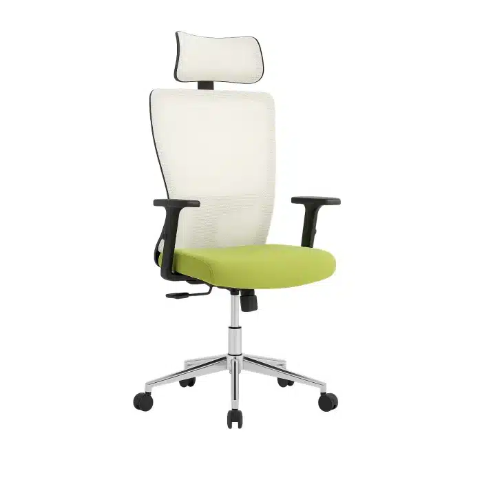 Scaun de Birou Reglabil Ergonomic cu Suport Cervical Alb-Verde - imagine 4