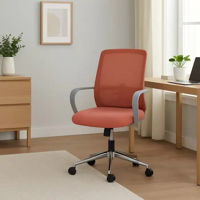 Scaun de Birou Reglabil Ergonomic, Design Modern, Roz - imagine 3