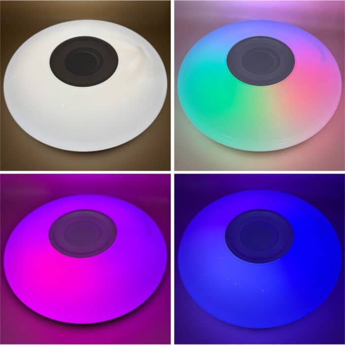 Plafonieră LED Smart cu Boxă Bluetooth, RGB+W, 24W, Ø390 mm, Control din Aplicație, Muzică și Jocuri de Lumini - imagine 5