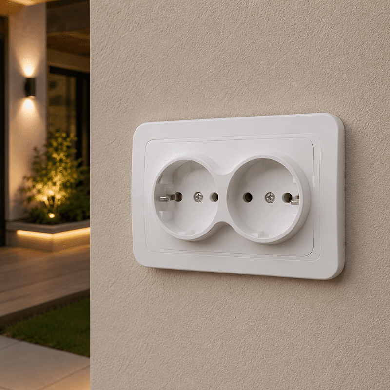 11zon_resized Priză Dublă cu Contact de Protecție, 250V, 16A, IP20, Montaj Încastrat - imagine 1