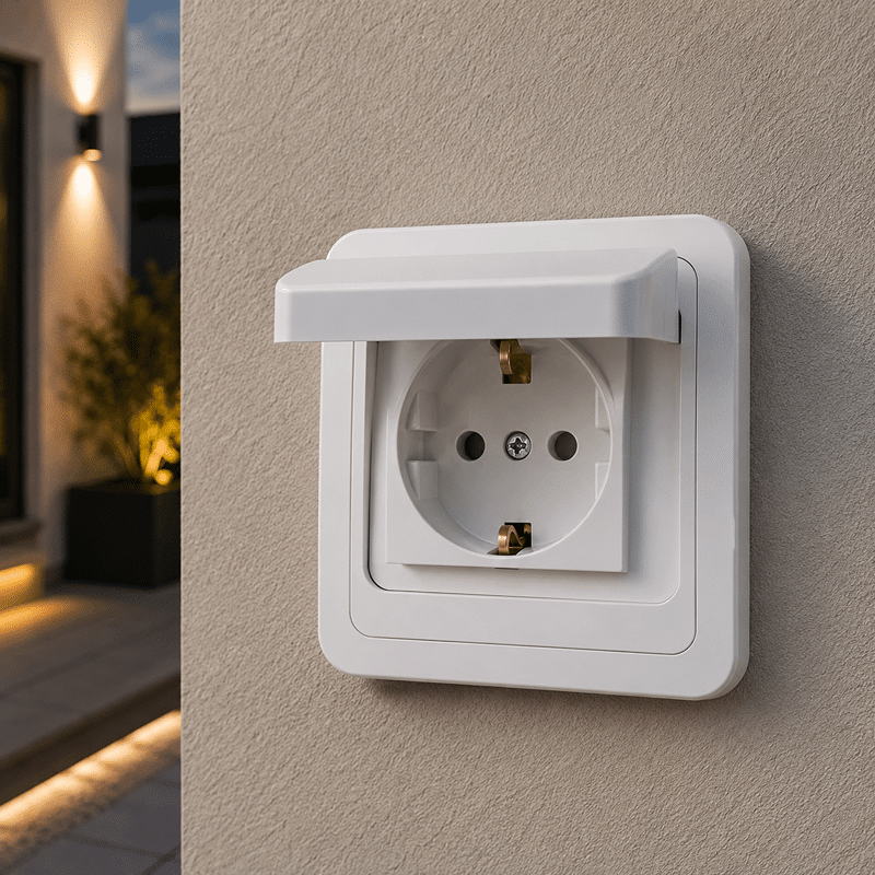 11zon_resized Priză Simplă cu Capac și Contact de Protecție, IP22, 250V, 16A, Montaj Încastrat - imagine 1