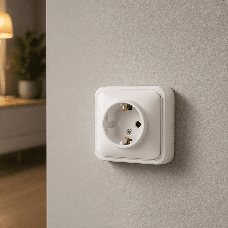 11zon_resized Priză Simplă Mini Albă, cu Contact de Protecție, 250V, 16A, IP20, Montaj Aparent - imagine 1