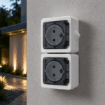 Priză AG Dublă Spin Top cu Capac, IP54, 220–250V, 16A, Montaj Aparent (PT)
