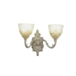 Aplica Dubla VINTAGE, Circulara, 2 becuri E27, Sticla si Metal, Alb Antichizat - imagine 4