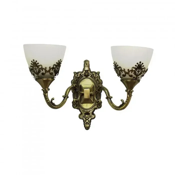 Aplica Dubla VINTAGE, Circulara, 2 becuri E27, Sticla si Metal, Bronz Antichizat - imagine 3