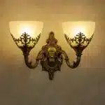 Aplica Dubla VINTAGE, Circulara, 2 becuri E27, Sticla si Metal, Bronz Antichizat - imagine 2