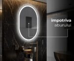 Oglindă LED Ovală 50×80 cm, Iluminare Față + Spate, Dezaburire, 3 Tipuri de Lumină, Touch, Model Bono - imagine 3