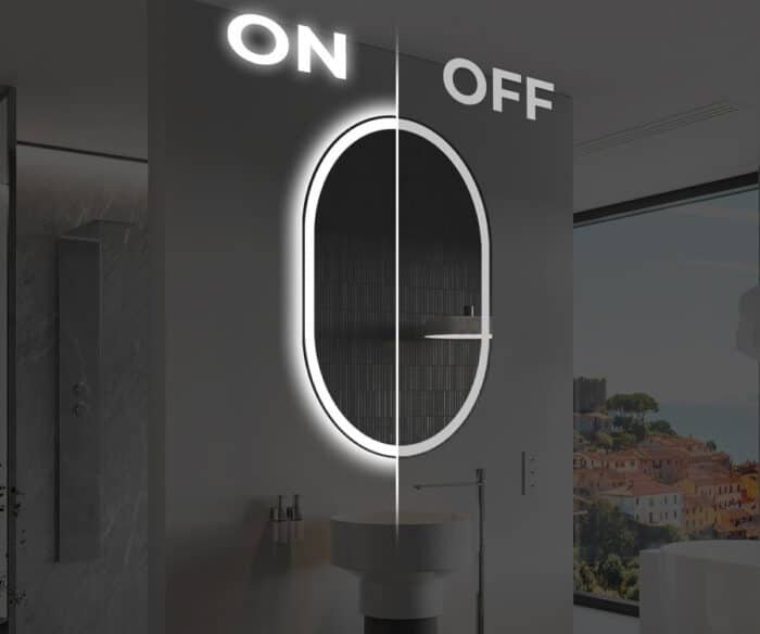 Oglindă LED Ovală 50×80 cm, Iluminare Față + Spate, Dezaburire, 3 Tipuri de Lumină, Touch, Model Bono - imagine 4