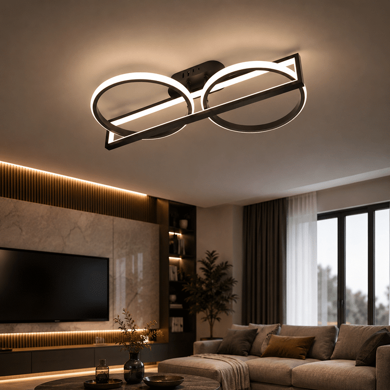 Lustră LED Diforma 106W Neagră cu Telecomandă, Dimabilă, 3 Tipuri de Lumină (1) Lustră LED Diforma 106W Neagră cu Telecomandă, Dimabilă, 3 Tipuri de Lumină - imagine 1