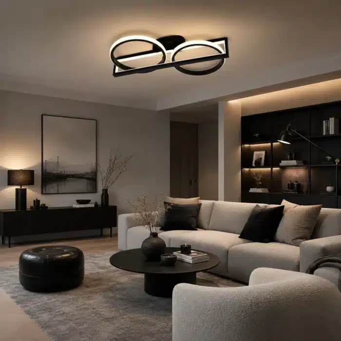 Lustră LED Diforma 106W Neagră cu Telecomandă, Dimabilă, 3 Tipuri de Lumină - imagine 3