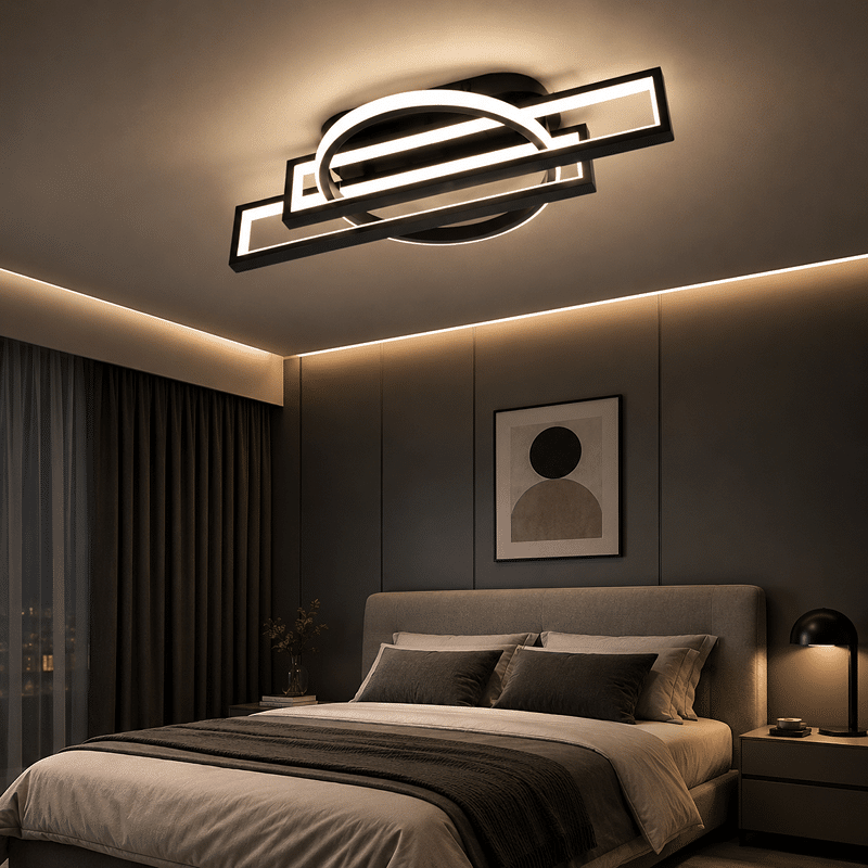 Lustră LED Diforma 116W Neagră cu Telecomandă, Dimabilă, 3 Tipuri de Lumină (1) Lustră LED Diforma 116W Neagră cu Telecomandă, Dimabilă, 3 Tipuri de Lumină - imagine 1